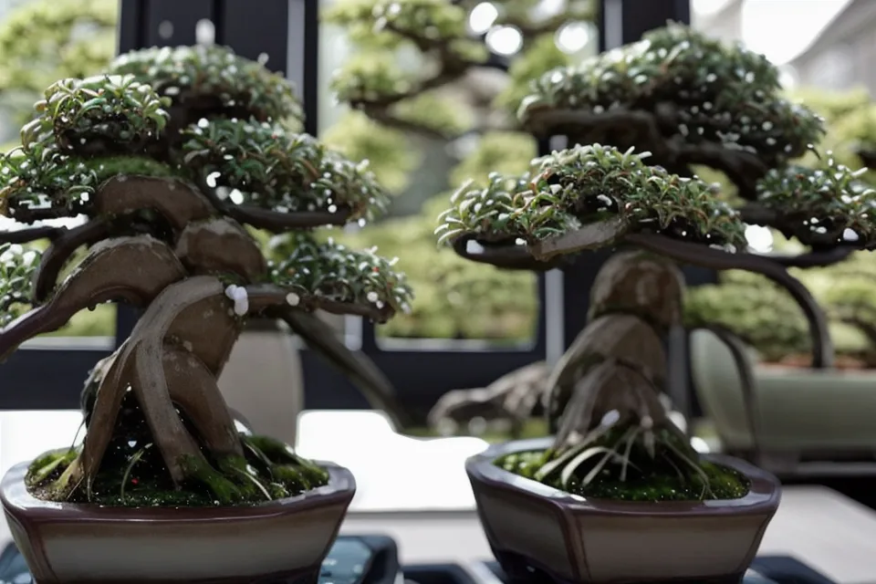 Mains tenant des ciseaux de cuisine ordinaires près d'une branche de bonsai, avant d'investir dans des outils spécialisés pour débuter.