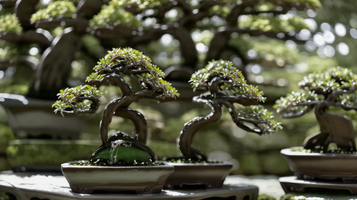 Jeune genévrier encore dans son pot de pépinière en plastique, avant de choisir un vrai pot de bonsai pour ce premier arbre