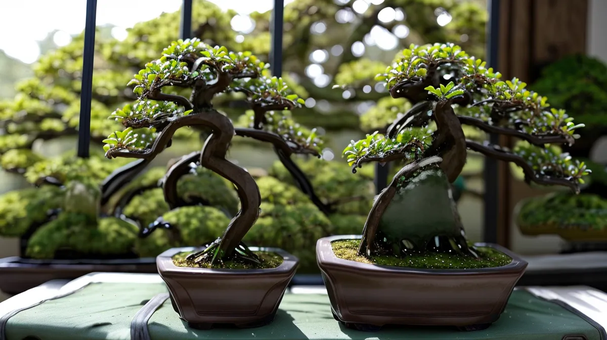 Débuter une collection de bonsaï avec une approche sereine : arbre en pot sur un rebord de fenêtre lumineux