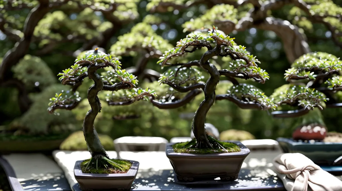 Tapis de mousse naturelle sur le terreau d'un bonsai, entretien du substrat façon esthétique japonaise