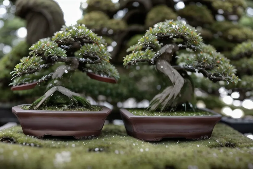 Coin de jardin aménagé pour bonsai débutant, pensé pour une bonne circulation d'air