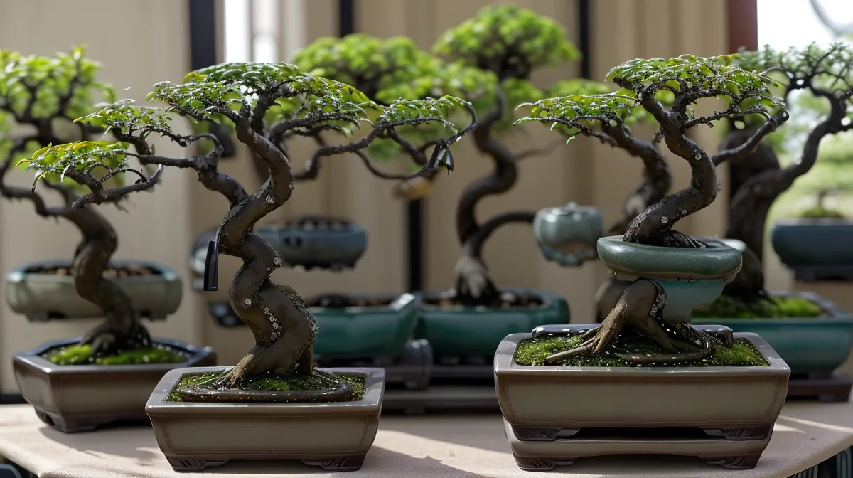 Forêt de bonsaï yose-ue avec plusieurs arbres : étapes pour une composition harmonieuse, conseils pour bonsai débutant