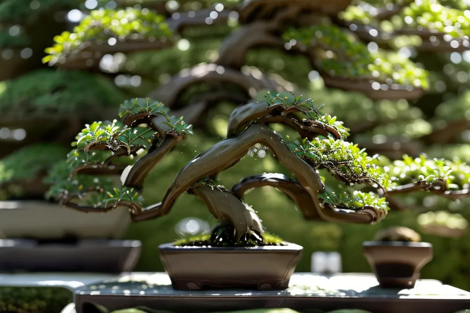 Substrat akadama et mousse au pied d'un jeune bonsai, base de l'entretien des plantes en intérieur