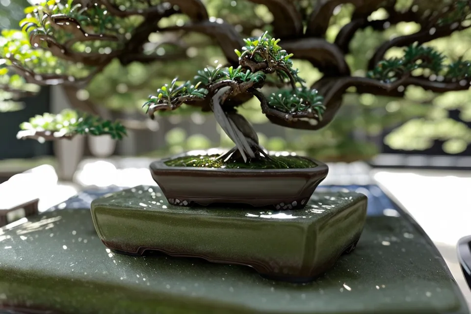 Ciseaux de taille en acier carbone posés près d'une branche, geste de taille pour bonsai débutant