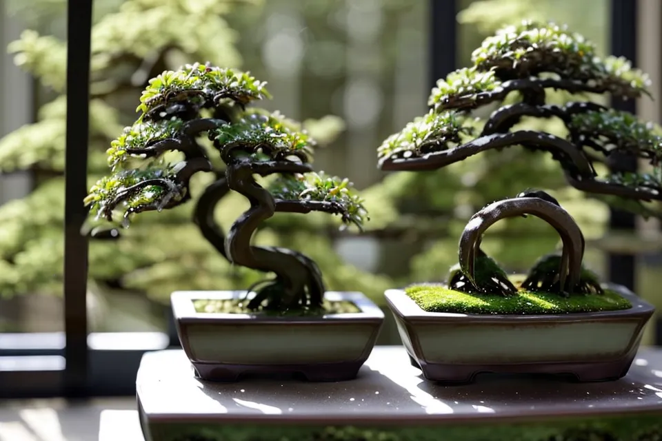 Ligature au fil d'aluminium sur une branche de bonsai, technique de mise en forme lente