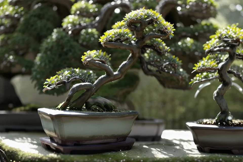 Paillis d'écorce autour du pot pour la protection hivernale du bonsai débutant