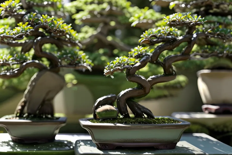 Gros plan sur la coupe nette d'une tige avant mise en terre, geste essentiel du bouturage de bonsai débutant