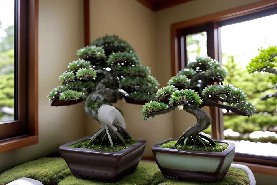 Branche de genévrier desséchée et cassante après un oubli d'arrosage, revers possible du bouturage de bonsai