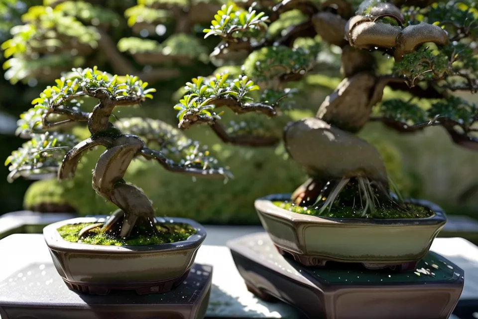 Fine racine blanche visible à travers un pot transparent, signe de réussite d'une bouture de bonsai multipliée avec patience