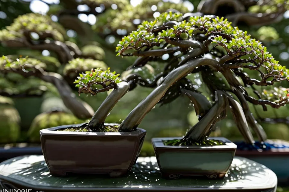Gros plan de cochenilles farineuses blanches sur une branche de bonsai, premier signe à distinguer des fourmis