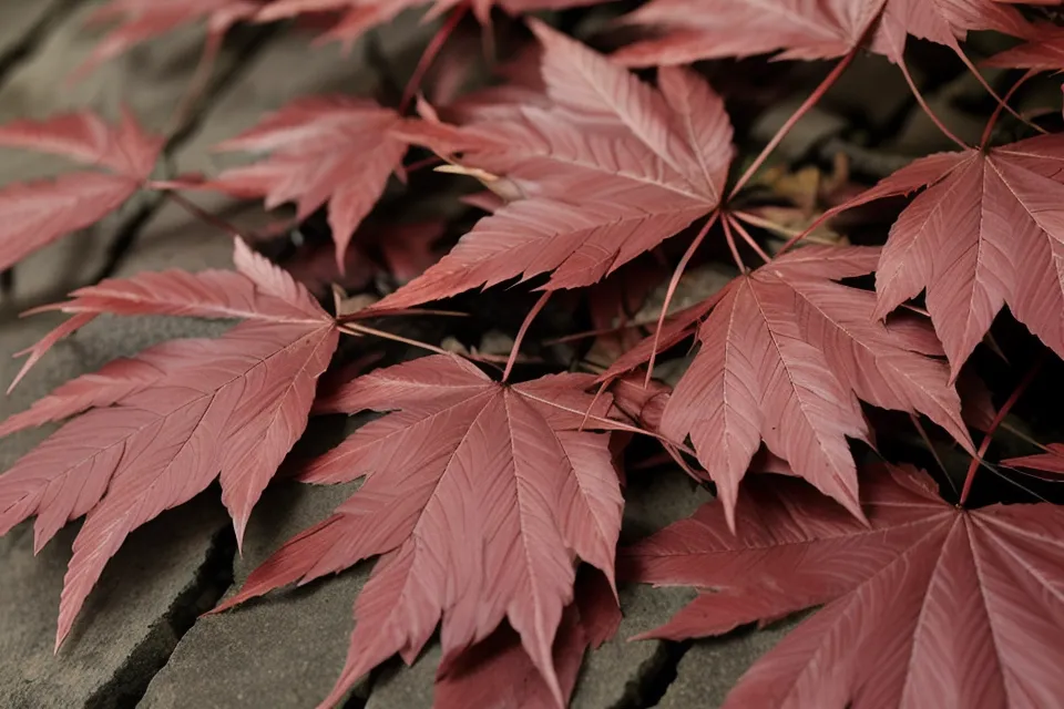 Feuille de bonsai érable brûlée par une exposition au soleil trop forte, signe à surveiller en entretien d'été
